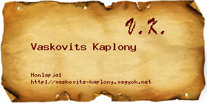Vaskovits Kaplony névjegykártya